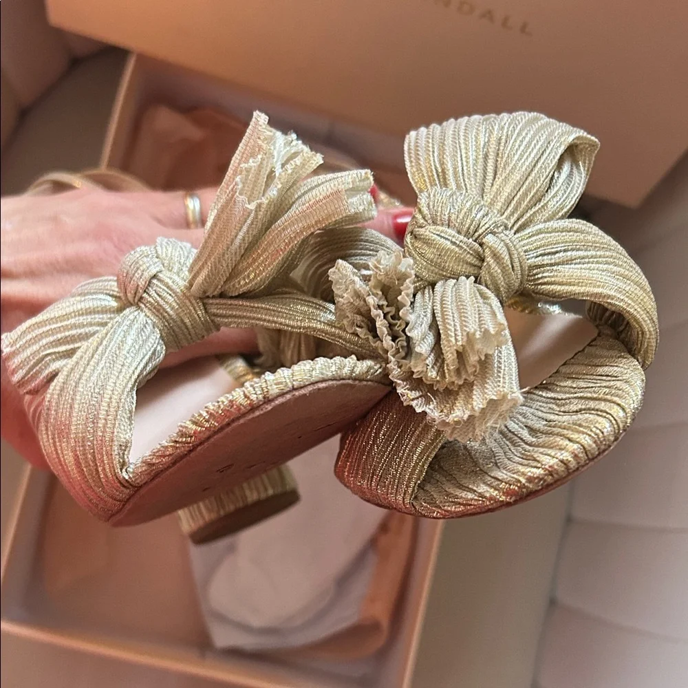 Loeffler Randall Camellia Platinum Pleated Heels - Picture 5 of 7